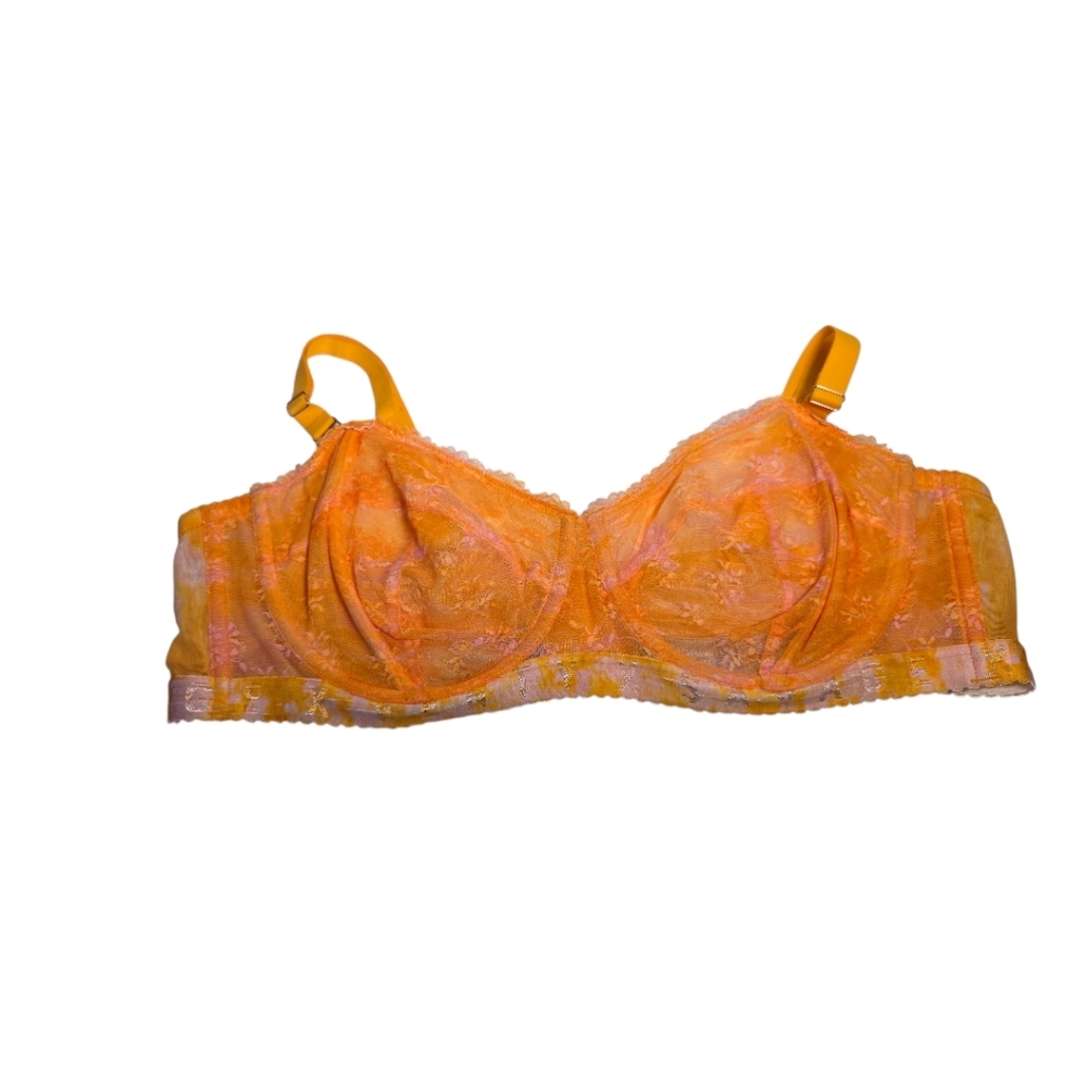 Savage X Fenty Women's 44DD Bra Wired Sheer Orange Pink 44E